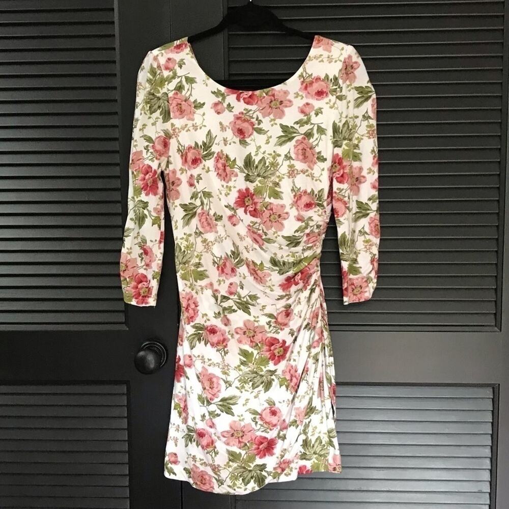 Arc & Co.Stretchy Floral Long Sleeve Mini Dress, Size Large